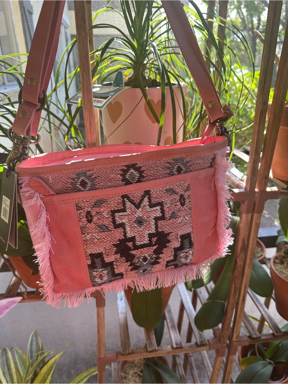MYRA BAG PINK SUZANNA TRAIL BAG LEATHER AND FRINGE